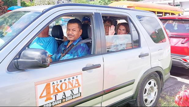 CRUISE SHIP VISITORS IN A TAXI