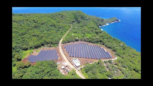 Image above: Aerial view of the solar power plant on Ta'u Island in America Samoa that is producing 100% of needed energy. (photo: EcoWatch) Solar panels on Tau Island