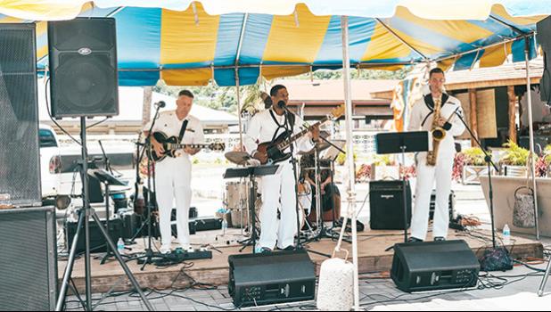 The Big Wave, the Hawai’i based US Pacific Fleet Band performing to a crowd outside of the newly renovated museum.