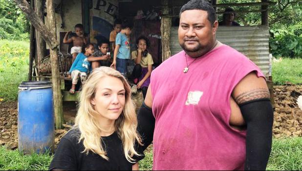  Sophie Morgan with Tavita Taki Tuuamaalii at his plantation. [Photograph: Channel 4 via The Guardian] 