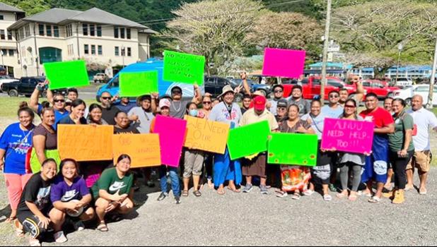 Protestors claiming the lack of necessary actions by ASG following the King Tides in July 
