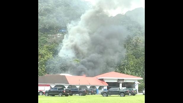 fire behind police headquarters