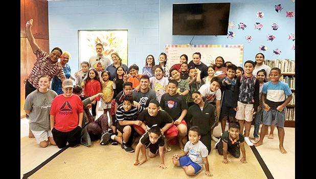 students at summer library program