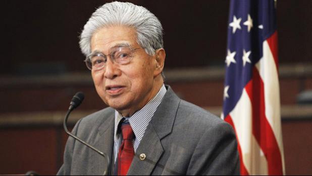 In this Feb. 16, 2011 file photo then-Sen. Daniel Akaka, D-Hawaii, speaks during a news conference on Capitol Hill in Washington. Former U.S. Sen. Daniel Akaka, the humble and gracious statesman who served in Washington with aloha for more than three and a half decades, died Thursday, April 5, 2018, at the age of 93, sources tell the Star-Advertiser. He had been hospitalized with an illness. [AP Photo/Alex Brandon, file]