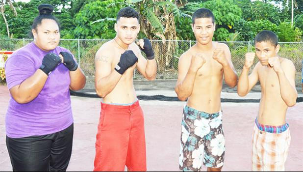 American Samoa's boxing team who will be traveling to Samoa for the Annual Teuila Boxing Championships next week: (l-r) Elisapeta Tuavela, Falaniko Tasi, Mamona Tafa and Keresema Tafa. [photo: AF]