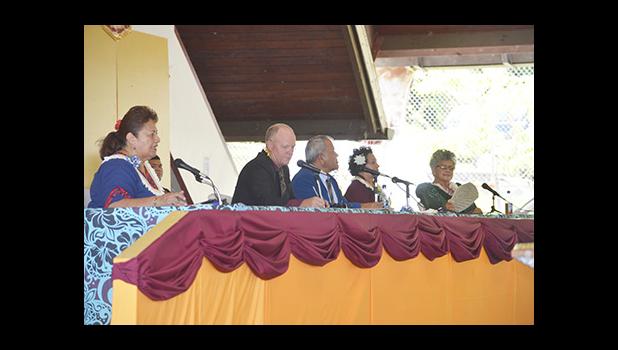 Attending the forum, which was less than an hour long, were incumbent Aumua Amata Coleman Radewagen and challengers Meleagi Suitonu-Chapman, Paepaetele Mapu S. Jamais, Vaitinasa Salu Hunkin-Finau and Tim Jones. The Student Government Association (SGA) at the American Samoa Community College (ASCC) hosted the forum at their gymnasium.  [Photo: JL] 