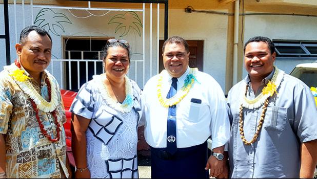 ASCC Samoan Studies Institue (SSI) Director Keseta Okenaisa Fauolo-Manila (second left) is seen here with members of her staff who collaborated on the new publication "O Lo'u Nuu o Fagatogo" or "Fagatogo, My Village." They are (l-r) Teleiai Christian Ausage, former SSI faculty Tofa Nunuimalo Apisaloma Toleafoa. and Fale Tipa.  [Courtesy Photo]