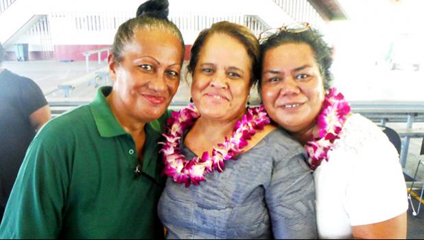 Ms. Cherylmoanamarie Ripley (left), an ASCC employee of more than 30 years, is seen here with ASCC President Dr. Rosevonne Makaiwi Pato (center) and Samoan Studies Institute Director Mrs. Okenaisa Fauolo-Manila during last weeks Faculty Achievement Awards Ceremony.  [Photo: J. Kneubuhl]