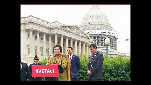 Amata speaks out in support of the VET Act earlier this summer outside of the U.S. Capitol Building.  [courtesy photo]
