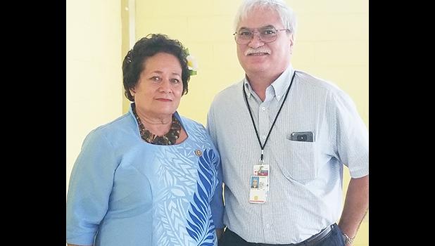 Congresswoman Amata and Dr. Urhle during the Veterans Choice Workshop on Aug. 9, 3017, hosted by the congresswoman and held in American Samoa. [Courtesy photo]