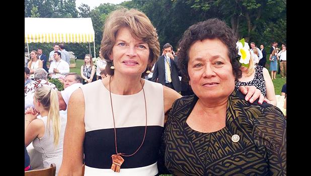 Aumua Amata with her friend, Sen. Lisa Murkowski (AL), who chairs the Senate Energy and Natural Resources Committee. [courtesy photo]