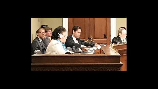 Congresswoman Amata addresses the panel during Wednesday’s hearing on Marine Ntl Monuments. [courtesy photo]