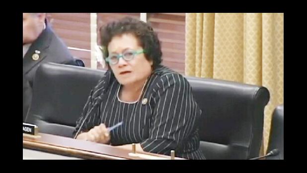 Congresswoman Aumua Amata speaking at the hearing. [courtesy photo]
