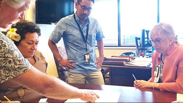 Amata on a fact-finding visit to Tripler Center to discuss services to veterans.  [courtesy photo]