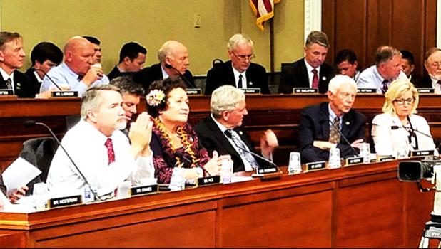Amata at markup.jpg  Congresswoman Amata in Committee markup of the bill reforming National Monuments.  [Courtesy photo]