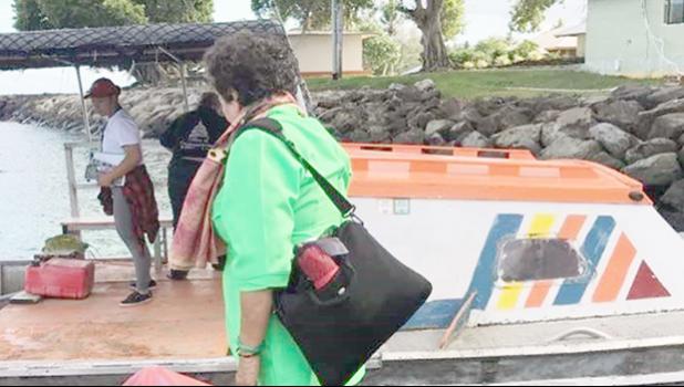 Amata boards the boat in Manu’a. [courtesy photo]