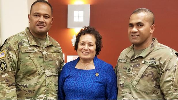 Amata with soldiers at Fort Bragg this week. [courtesy photo]