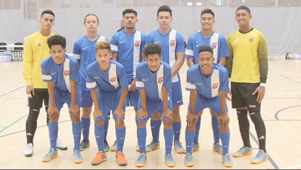The American Samoa Youth Futsal squad before their game against Solomon Islands at Bruce Pulman Arena in Auckland, New Zealand on Wednesday, October 4, 2017.  [FFAS MEDIA/Brian Vitolio]
