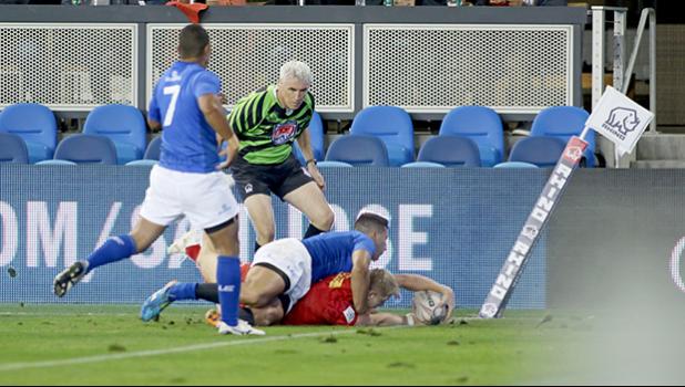  Canada scored a second half try to tie Samoa.  Manu Samoa outlasted Canada 19-12 on day 1 Silicon Valley 7s, Avaya Stadium, San Jose, California. [Photo: Barry Markowitz]