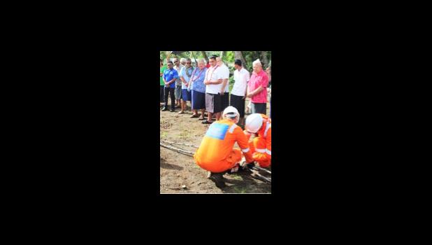 The Samoa Government’s vision for Samoa to be the Pacific ICT hub by 2020 took a leap frog with the arrival of the Tui-Samoa Cable at Moataa last week.  [Courtesy photo]