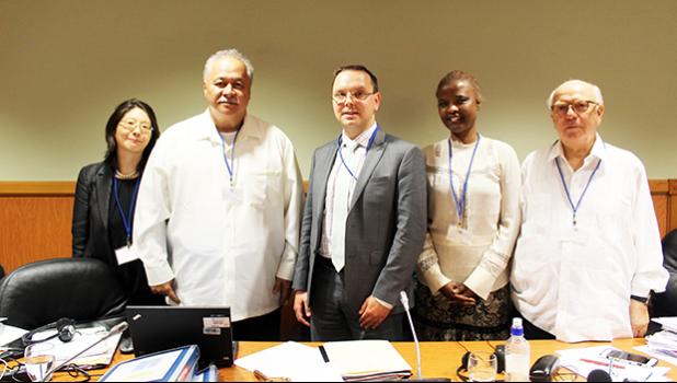 ASG’s Office of Political Status, Constitution and Federal Relations executive director Tapa’au Dr. Daniel Aga (second from left) pictured with top officials representing China, Russia, Guyana and Chile sitting on the board of the United Nation Special Committee on Decolonization, at this week’s 2017 Caribbean Regional Seminar hosted by St. Vincent and the Grenadines. Not pictured in the group photo is the chairman, Rafael Carreno of Venezuela, as he was attending this week’s emergency meeting with the UN S