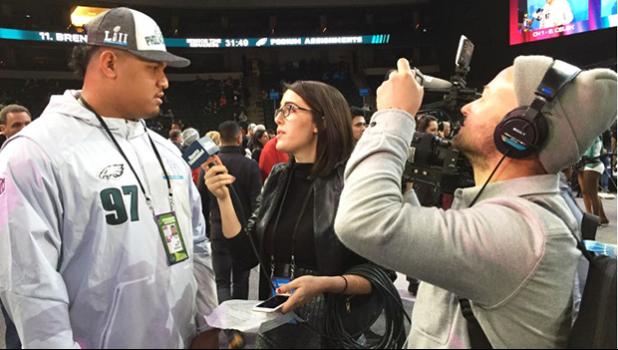 Destiny being interviewed by a Sports Illustrated reporter. [AFI Review]