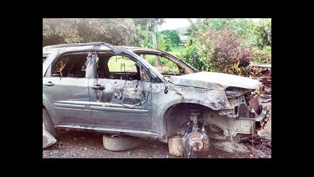 A look at the Luani Family car that was destroyed by a fire last week.[Courtesy Photo: Luani Family] 