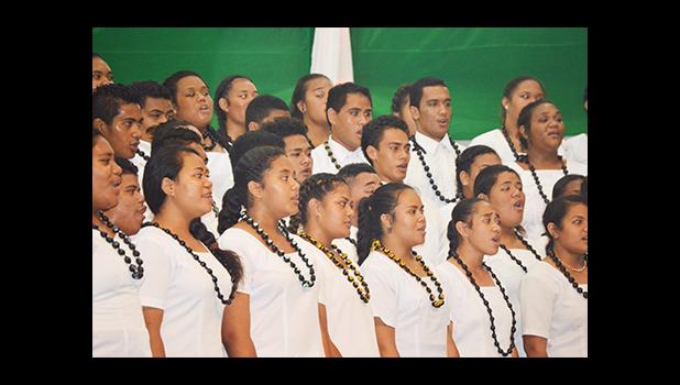 Fa’asao Marist High School choir perform Sunday night at the Fagatogo Pavilion during the first night of the 39th annual Holiday Music Festival hosted by the American Samoa Council on Arts, Culture & Humanities and the Department of Youth and Women’s Affairs. Tonight is the last night of the holiday event.  [photo: AF]