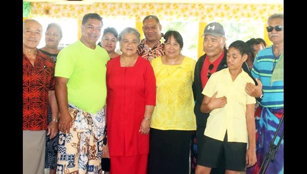 (Center) Gov. Lolo Matalasi Moliga, SVSG president Siliniu Lina Chan, and SVSG patron, First Lady Cynthia Malala Moliga, during a visit to the shelter in June 2016.  [Courtesy photo]