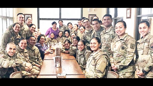 “It was a great pleasure to greet our soldiers from American Samoa on behalf of everyone back home, and wish them Merry Christmas,” said Aumua Amata. “They send warm Christmas wishes back to everyone. I was able to take a few moments to tell them we’re all very proud of them, and thinking of them in their training, and at this time of year.”  [Courtesy photo]
