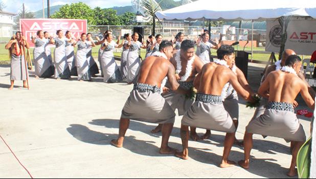 Malaeloa Methodist Group performing Saturday during the Hawaiki cable landing ceremony at the ASTCA compound at Tafuna. The group’s Samoan dance performance mirrors the move of Hawaiki connecting its undersea fiber optic cable from American Samoa and the Pacific to the US.  [photo: FS]
