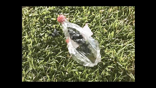 A look at the aftermath of what is described as a Molotov cocktail that exploded near Siligi Nakiso-Va’apu following the game between Samoana High School (SHS) and Nu’uuli Vocational Technical High School, Friday night.  [Courtesy Photo]