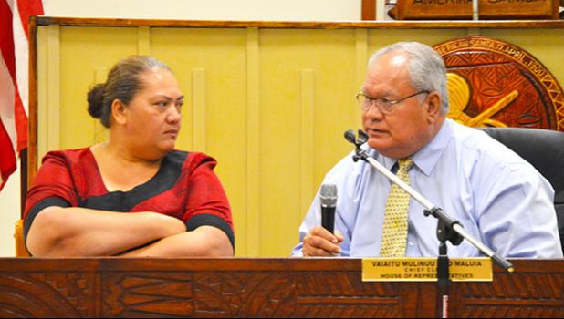 Police Commissioner Le’i Sonny Thompson and Deputy Treasurer Tina Vaa appeared before the House Budget and Appropriations Committee yesterday to testify on a bill to buy new motorcycles for DPS.  [photo: AF]