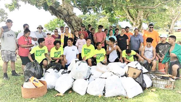 Answering the call to help protect the environment, the Lions Club of Pago Pago spent last Saturday — Earth Day — cleaning up the Pala Lagoon shoreline. It was a timely event — just in time for the busloads of tourists who stopped by the picturesque park for the beautiful view and some welcome shade.  [Courtesy photo]