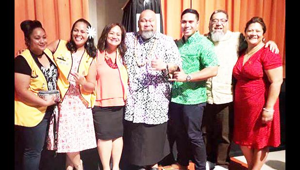 Earlier this year, the Lions Club of Pago Pago was one of the main sponsors at a fundraiser held for Special Olympics of American Samoa (SOAS). Former ‘Laughing Samoan’ Tofiga Fepuleai, seen here with Lion president Lisa Tuato’o and board members, kept the crowd entertained.  [courtesy photo]