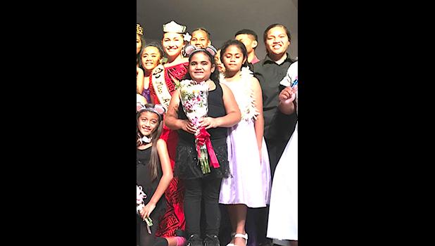 Miss American Samoa Matauaina Toomalatai shown recently with the cast of Twinderella.  [SN file photo]
