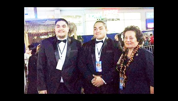Congresswoman Aumua Amata with Tongan Prince Tungi and Prince Ethan at the world premiere of Disney’s animated movie Moana on Nov 14th in Hollywood, Calif. Moana opened to the general public Thanksgiving weekend and took first place at the box office, despite some pre-release criticism over racial stereotyping.  [courtesy photo]