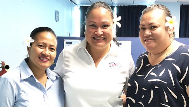 NPI General Manager, Joanne Rasmussen [middle] with NPI Samoa Managers, Faumuina Faalepo Solofa-Isitolo and Tumua Saueleele T. Ah Wong.  [photo: courtesy]