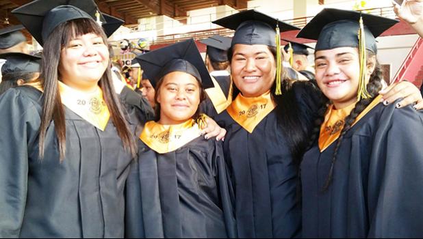 Some of the beautiful Lady Wildcats of Nuuuli Vocational Technical High School’s Class of 2017. [photo: Blue Chen-Fruean]