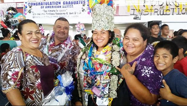 NVTHS Class of 2017 Salutatorian, Fuamai Tago was showered with congratulatory words, kisses, and hugs from family members and friends last Friday when the Home of the Wildcats bid farewell to 74 seniors. [photo: Blue Chen-Fruean]