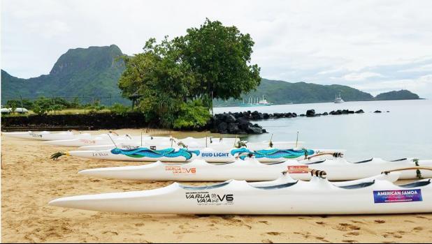 American Samoa Association of Paddlers and major sponsors American Samoa Visitors Bureau, SteinIager, National Pacific Insurance, SoPac Distributors (Budlight), and Sadie’s Hotels gathered on Tuesday afternoon for the blessing of the 6 new outrigger canoes in Utulei. [photo: Ese Malala]