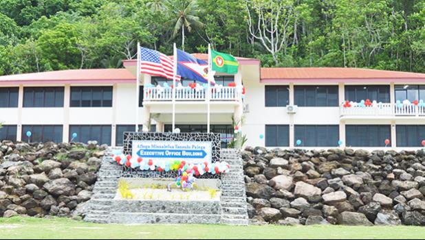 The ASG’s Afioga Misaalefua Tausulu Palega Executive Office Building on Ofu island, Manu’a was dedicated earlier this month during a ceremony attended by officials including Gov. Lolo Matalasi Moliga.  The EOB was designed in-house by Public Works’ Architectural & Engineering Division and constructed by DPW’s M&O Division. Construction started in 2014 and was funded with local revenues. The first floor of the two-story building consists of seven ASG offices, lobby, kitchen/ dining area, and lavatories. On t