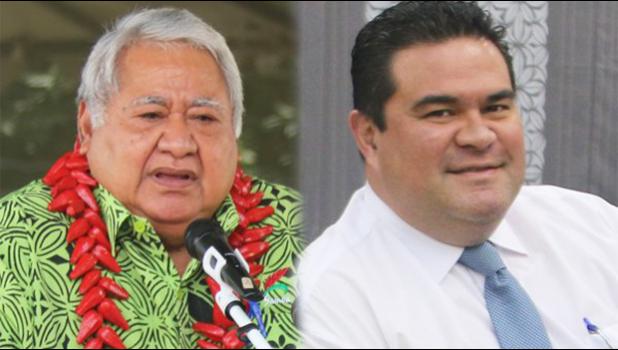 P.M. Tuilaepa Sa'ilele Malielegaoi and A.G. Lemalu Hermann Retzlaff. [Samoa Observer]