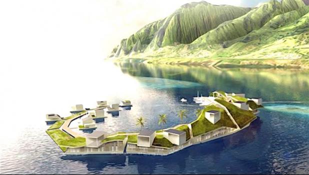 A concept for the floating island project in French Polynesia. The creators of a man-made floating island off Tahiti say they want a quarter of its population to be made up of Polynesian people.  [Photo: Supplied]