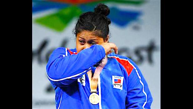  An emotional Feagaiga Stowers at Monday's medal ceremony.   [photo: Stuff NZ]