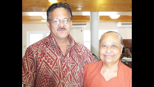 Senator Fonoti Tafa'ifa Aufata with Senator Paepae Iosefa Faiai who was confirmed yesterday by the Senate as an associate judge of the High Court of American Samoa. [photo: FS]