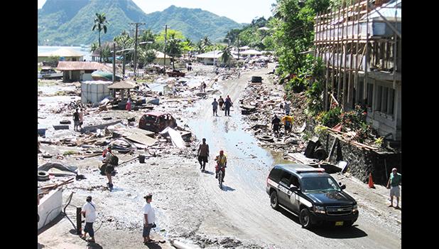 A scene from Pago Pago as the tsunami waters receded on Sept. 29, 2009. [SN file photo]