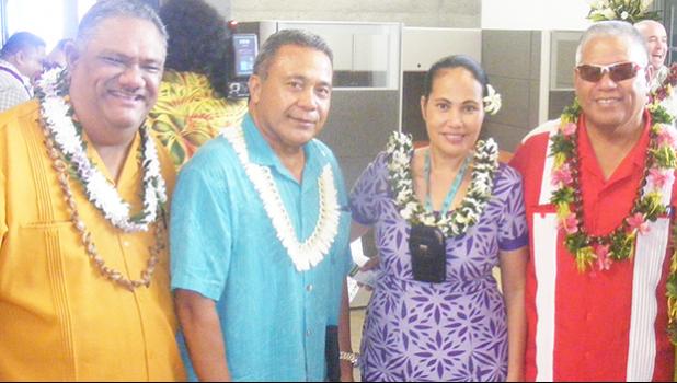 [l-r] Manu’a District Governor, Laolagi F.S. Vaeao; Paramount Builders Inc., president Papali’i Lauli’i Alofa; Public Works director Faleosina Voigt; and Rep. Fatulegae’e S. Mauga, last Friday morning inside the newly dedicated $4.6 million ASPA Operations Center building in Tafuna.  [photo: FS]