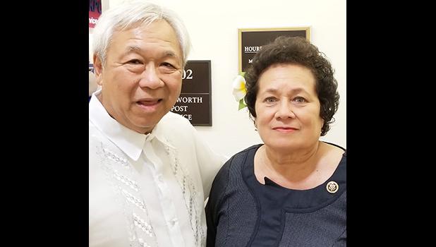 Congresswoman Amata with Mr. Pascua in Washington, D.C. for the ceremony honoring Filipino veterans. [Courtesy photo]