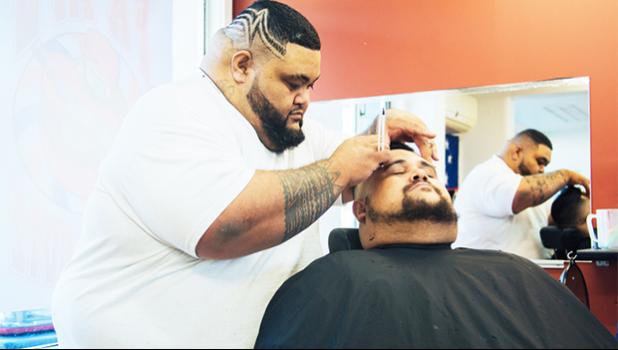 Paul Fa’apo, the man behind Waitangirua's Fa’apo Style Cutz.  [Photo: Chev Hassett/The Wireless]